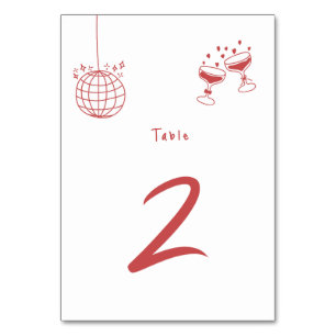 Hand Drawn Illustrations Doodles Maroon Wedding Table Number