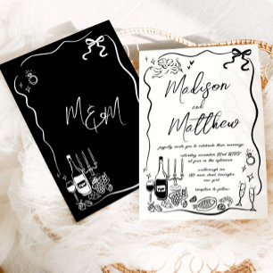 Hand Drawn Illustrations Doodles Wedding  Invitation