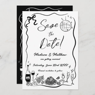 Hand Drawn Illustrations Scribble Doodles Wedding Save The Date