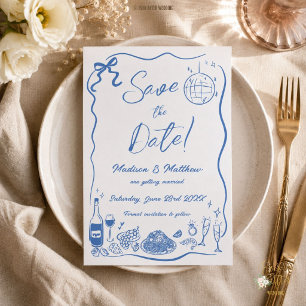 Hand Drawn Illustrations Scribble Doodles Wedding Save The Date