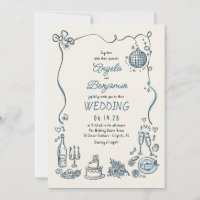 Hand Drawn Illustrations Whimsical Retro Wedding