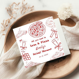 Hand Drawn is love & Pizza Bridal Shower Napkin