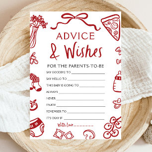 Hand Drawn Italian Baby Shower Advice and Wishes Invitation