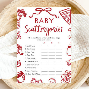 Hand Drawn Italian Baby Shower Scattergories Game Invitation
