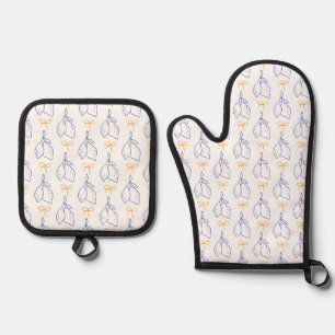 Hand Drawn Italian Blue Lemons  Oven Mitt & Pot Holder Set