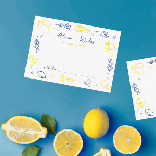 Hand Drawn Italian Bridal Shower Advice & Wishes Enclosure Card