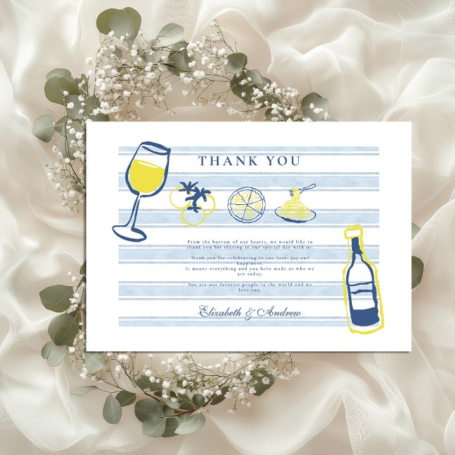 Hand Drawn Italian Food Wedding Thank You Card (Creator Uploaded)