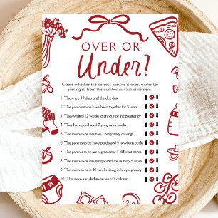 Hand Drawn Italian Over Or Under Baby Shower Game Invitation