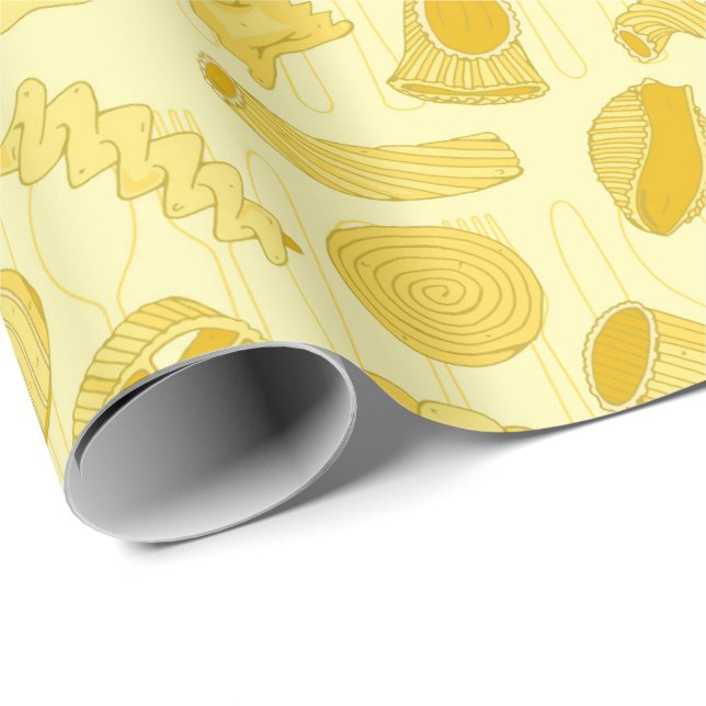 Hand Drawn Italian Pasta Shapes Food Pattern Wrapping Paper (Roll Corner)