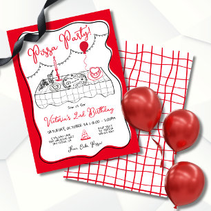 Hand Drawn Italian Pizza Party Birthday Invitation