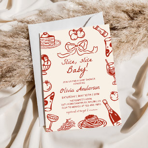 Hand Drawn Italian Pizza Slice slice Baby Shower Invitation
