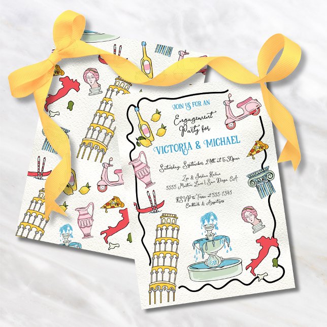Hand Drawn Italian Rome Mediterraneann Party Invitation (Creator Uploaded)