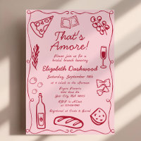 Hand Drawn Italian That's Amore Red Bridal Brunch