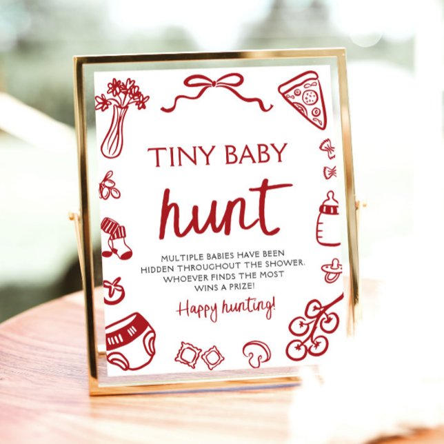 Hand Drawn Italian Tiny Baby Hunt Baby Shower Poster (Hand Drawn Italian Tiny Baby Hunt Baby Shower Sign )