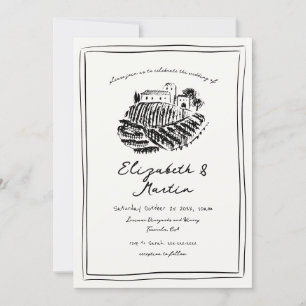 Hand Drawn Italian Vineyard Wedding Invitation
