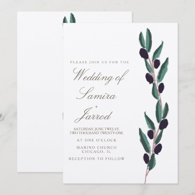 Hand-Drawn Italy Olive Branch Wedding Kraft (Front/Back)