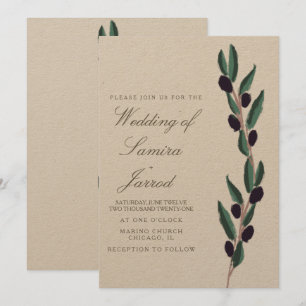 Hand-Drawn Italy Olive Branch Wedding Kraft