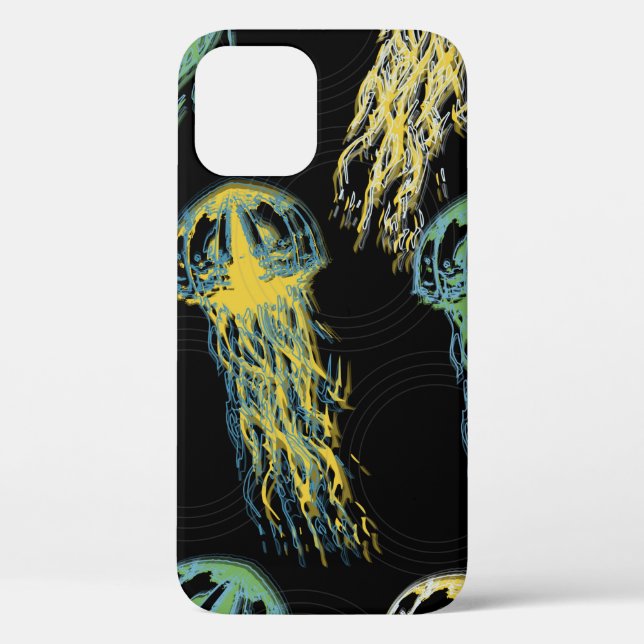 Hand drawn jellyfish texture. Raster hand drawn wa Case-Mate iPhone Case (Back)