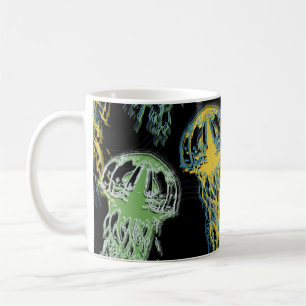 Hand drawn jellyfish texture. Raster hand drawn wa Coffee Mug
