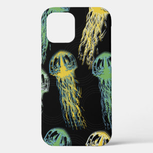Hand drawn jellyfish texture. Raster hand drawn wa iPhone 12 Case