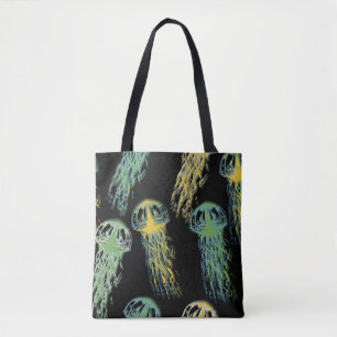 Hand drawn jellyfish texture. Raster hand drawn wa Tote Bag