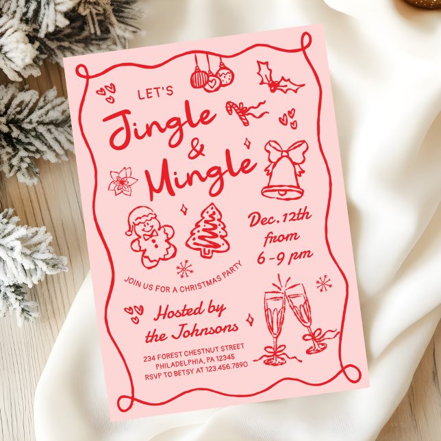Hand Drawn Jingle and Mingle Christmas Party Invitation (Creator Uploaded)