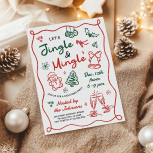 Hand Drawn Jingle and Mingle Christmas Party Invitation