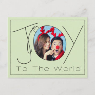 Hand-Drawn Joy to World Minimalist Christmas Photo Postcard