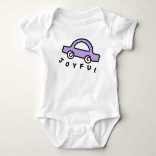 Hand Drawn Joyful Car Purple Baby Bodysuit