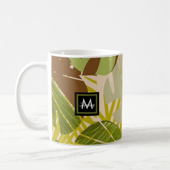 Hand Drawn Jungle Greenery Brown Leaf   Coffee Mug (Left)