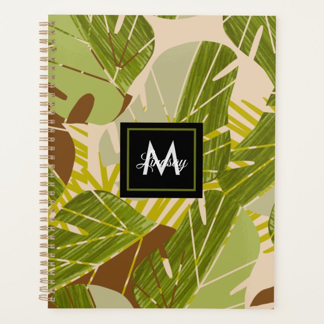 Hand Drawn Jungle Greenery Brown Leaf    Planner (Front)