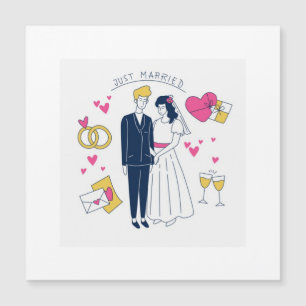 Hand-Drawn "Just Married" Couple Wedding Keepsake 