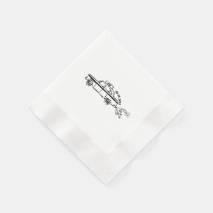 Hand Drawn Just married taxi wedding Napkin
