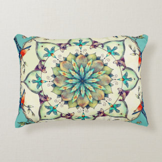 Hand Drawn Kingfisher Mandala  Decorative Cushion