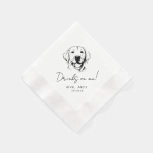 Hand Drawn labrador retrieve Drinks on me Cocktail Napkin