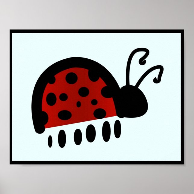 Hand Drawn Ladybug Nature Art Poster (Front)