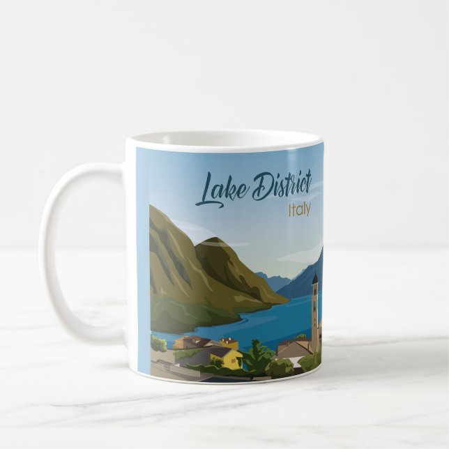 Hand Drawn Lake District Italy Scenery Sketch Coffee Mug (Left)