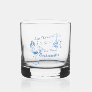 Hand Drawn Last Toast On The Coast Bachelorette  Whiskey Glass