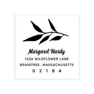 Hand Drawn Laurel Branch Return Address Rubber Stamp