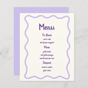 Hand Drawn Lavender Wavy Border Bridal Shower Menu