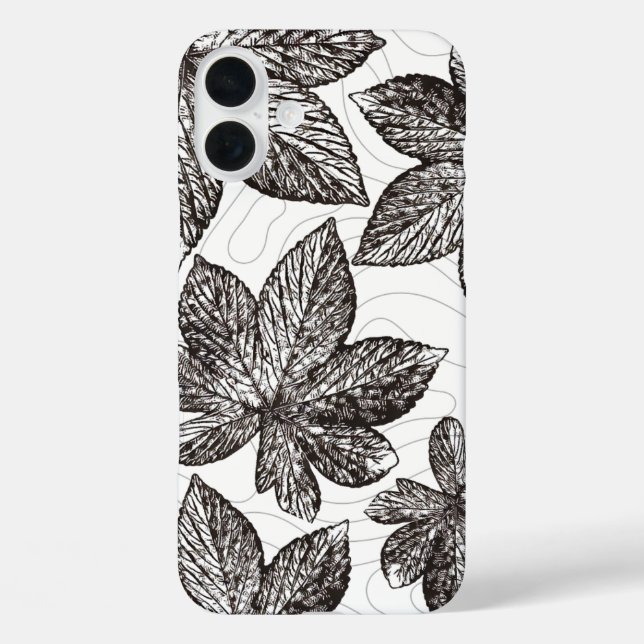 Hand-Drawn Leaf Line Art iPhone Case (Back)