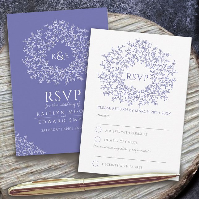 hand drawn leaf monogram RSVP wedding (Creator Uploaded)