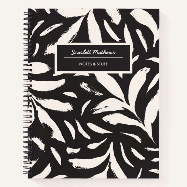 Hand Drawn Leaves Back Seamless Simple Pattern Notebook (Front)