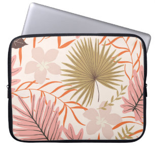 Hand Drawn Leaves: Exotic Jungle Pattern. Laptop Sleeve