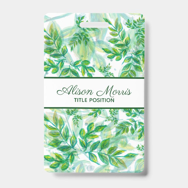 Hand-Drawn Leaves ID Badge (Front)