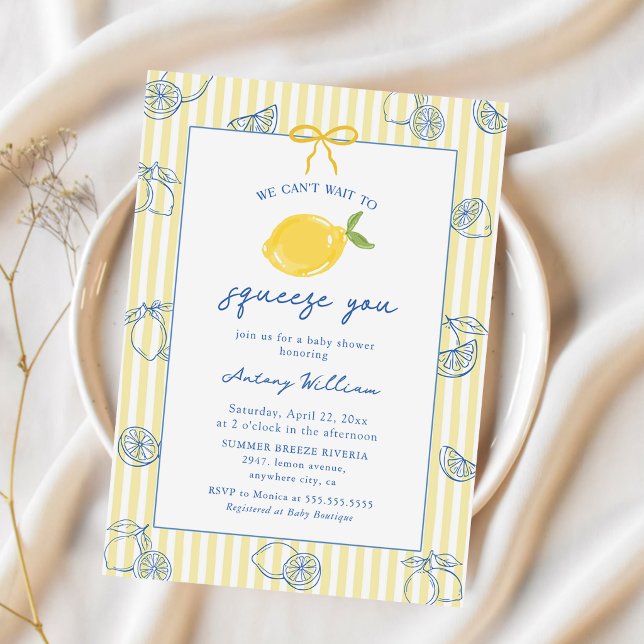 Hand Drawn Lemon Baby Shower Invitation Invitation (Creator Uploaded)