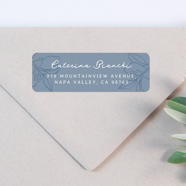 Hand Drawn Lemon Illustration Blue Return Address (Creator Uploaded)