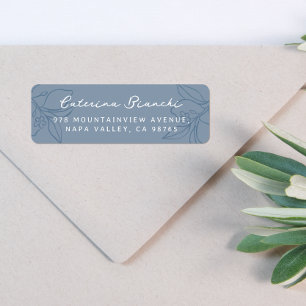 Hand Drawn Lemon Illustration Blue Return Address