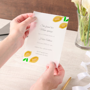 hand drawn lemon leaves add details bridal shower vellum invitations