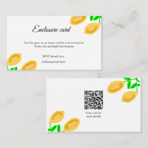 hand drawn lemon leaves add QR bridal shower Enclosure Card